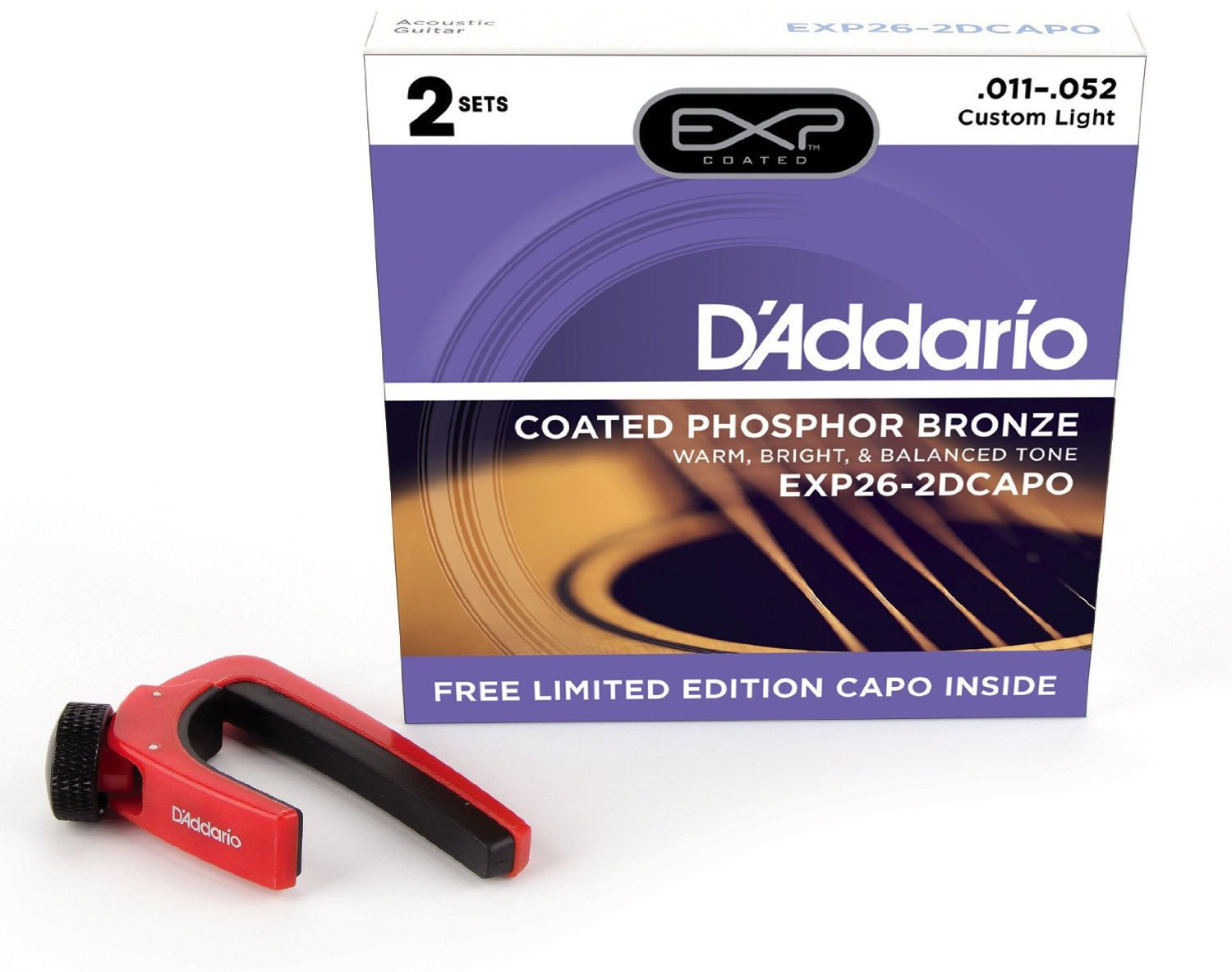 Akusztikus gitárhúrok D'Addario EXP26-2DCAPO