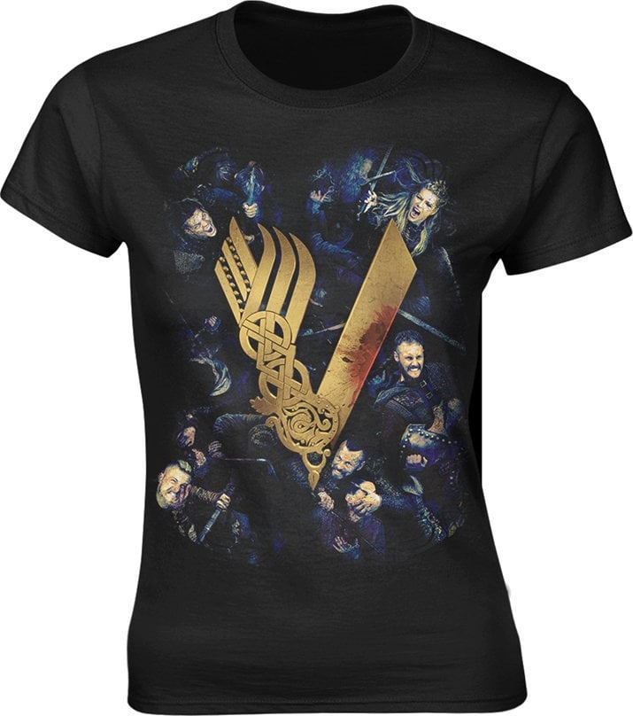 T-Shirt Vikings Black S Movie T-Shirt