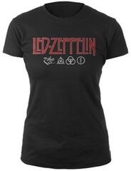 Риза Led Zeppelin Logo & Symbols Womens Тениска с къс ръкав/Black/Къси