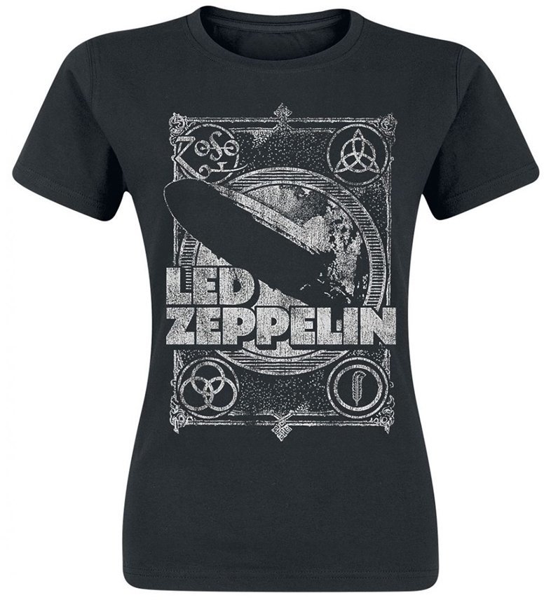 T-Shirt Led Zeppelin T-Shirt Vintage Print LZ1 Damen Black M