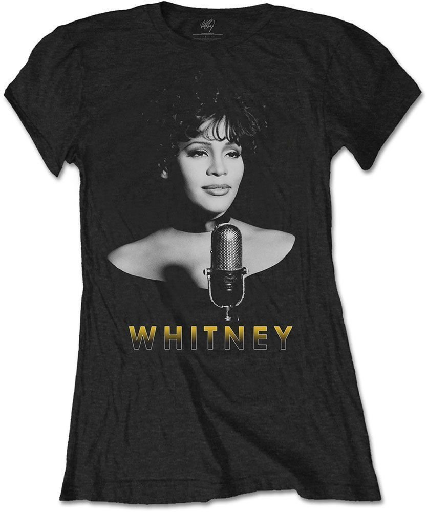 Shirt Whitney Houston Shirt Black & White Photo Dames Zwart L
