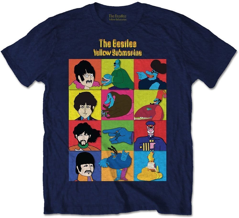 T-Shirt The Beatles T-Shirt Yellow Submarine Characters Navy Blue L