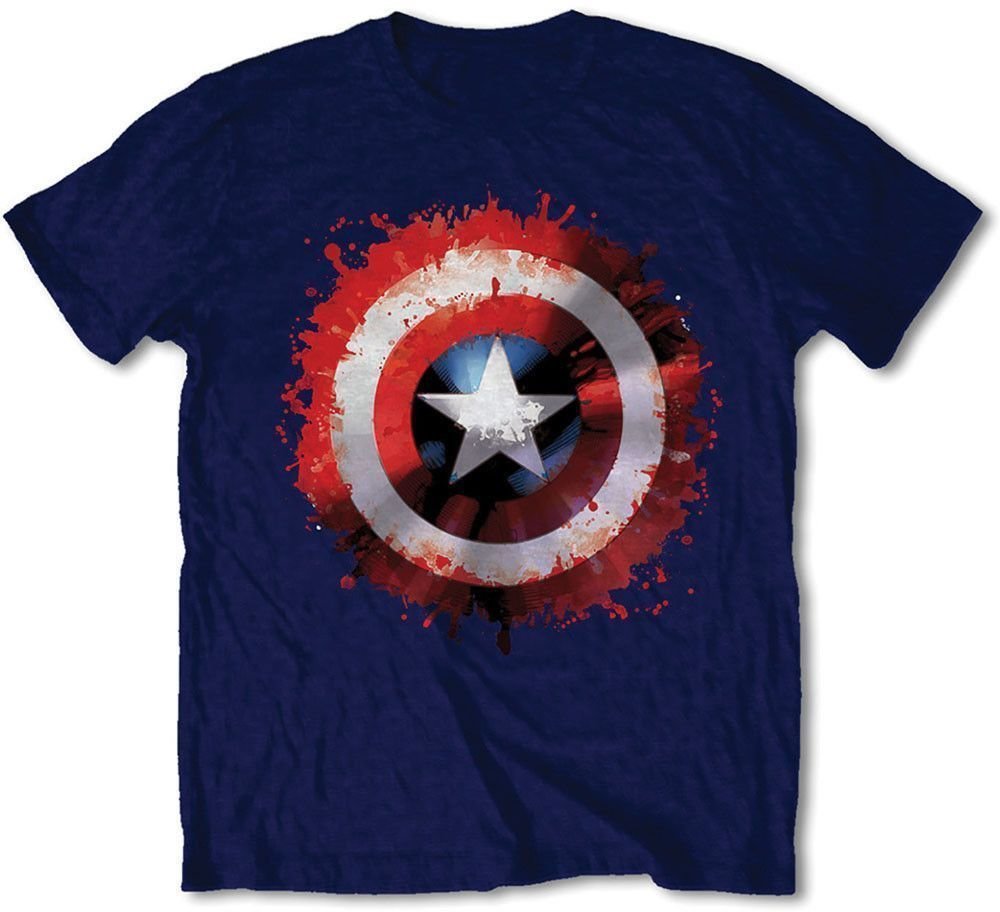 Shirt Marvel Shirt Comics Captain America Splat Shield Navy Blue L