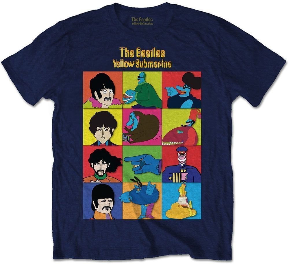 T-Shirt The Beatles T-Shirt Yellow Submarine Characters Unisex Navy Blue M