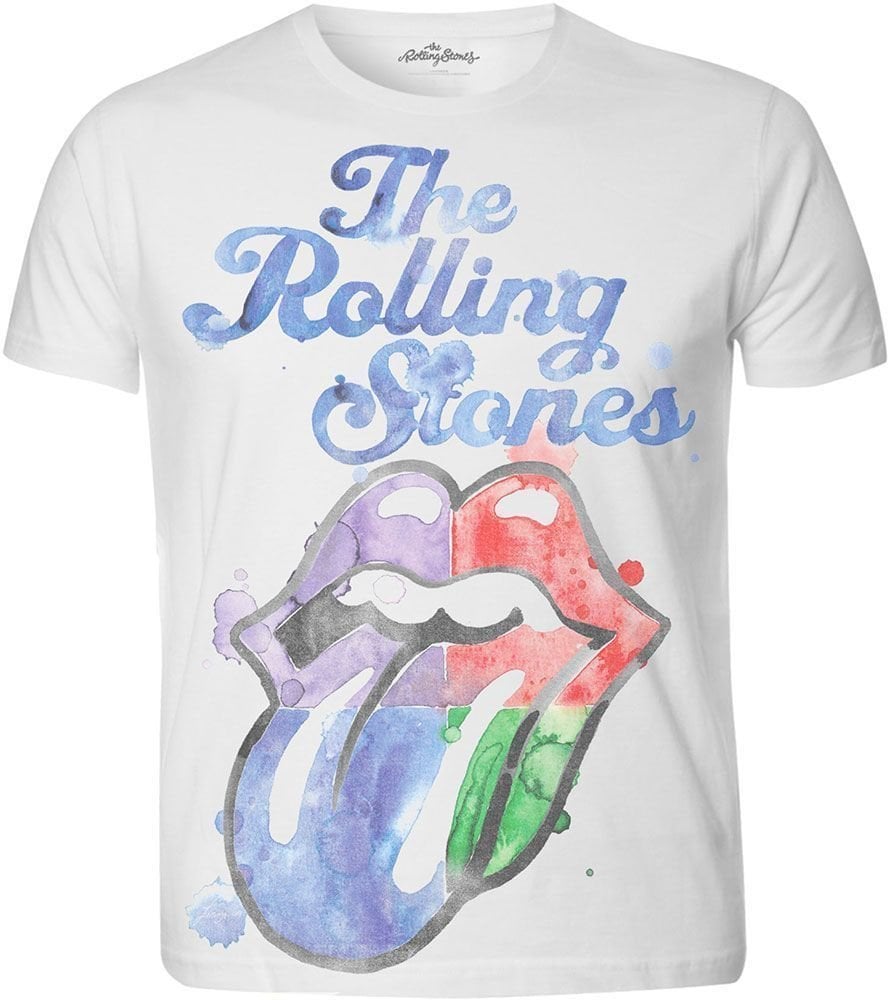 T-shirt The Rolling Stones Watercolour Tongue White L T-shirt