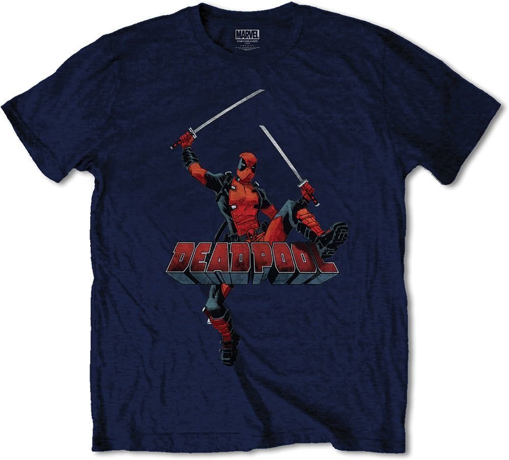T-Shirt Marvel T-Shirt Comics Deadpool Logo Jump Navy Blue 2XL