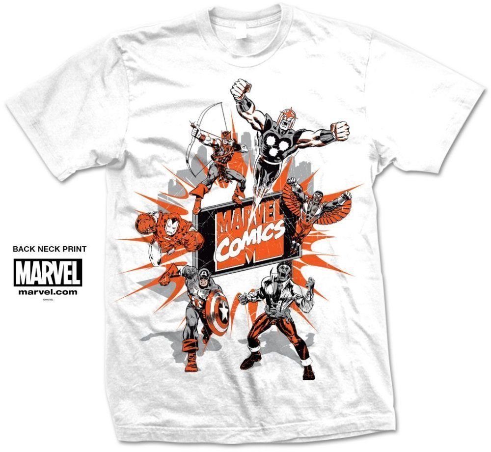 T-Shirt Marvel T-Shirt Comics Montage 2. Unisex White 2XL