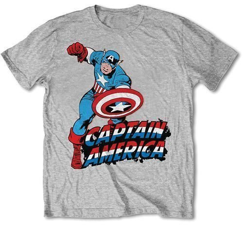 Maglietta Marvel Maglietta Comics Simple Captain America Unisex Grey S