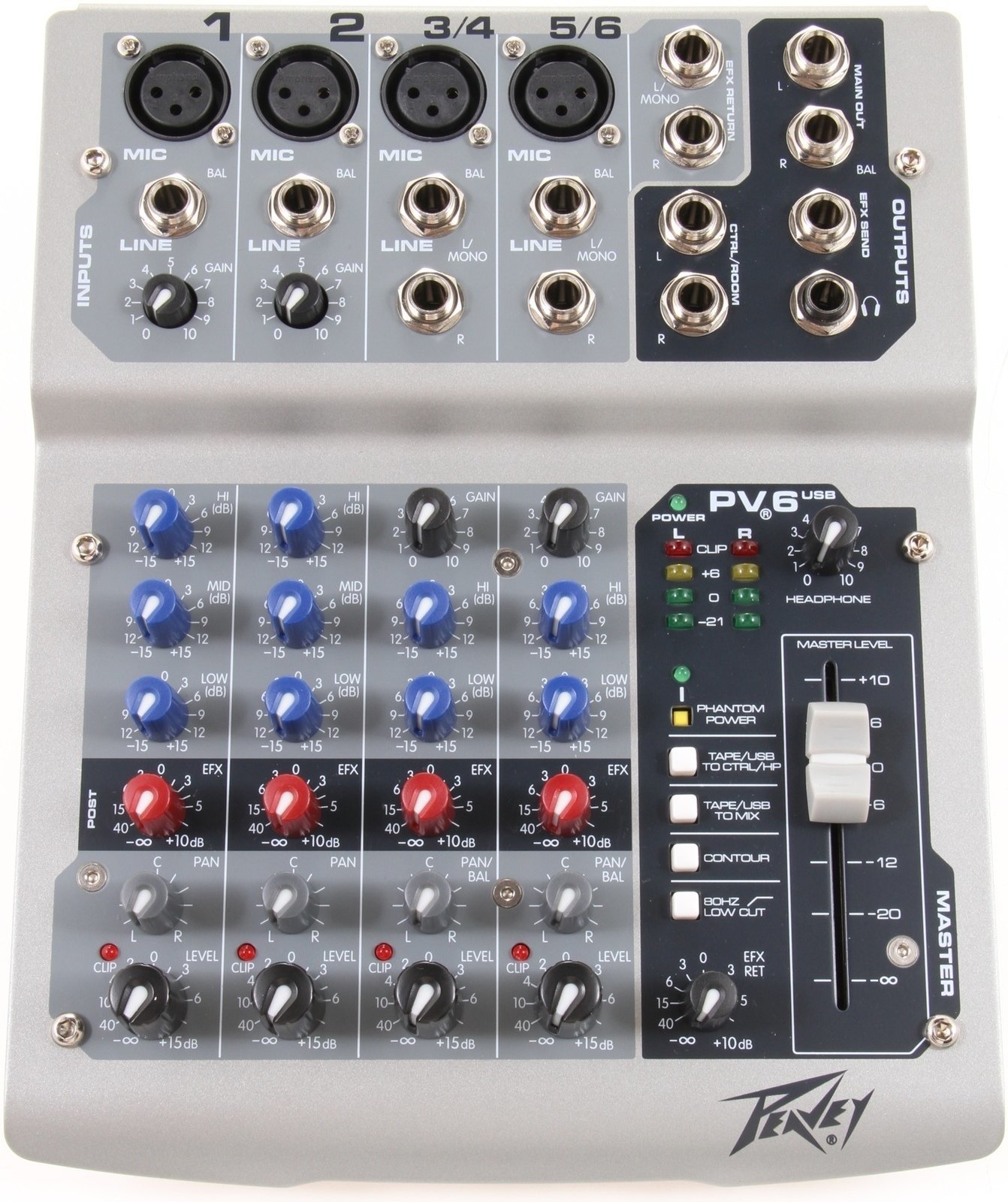 Table de mixage analogique Peavey PV6 USB