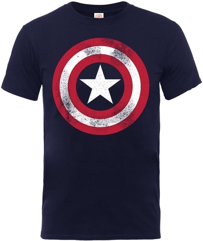 Skjorta Marvel Skjorta Comics Captain America Distressed Shield Herr Navy XL