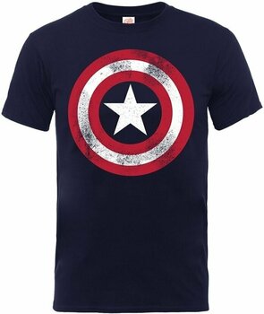 Shirt Marvel Shirt Comics Captain America Distressed Shield Heren Navy XL - 1