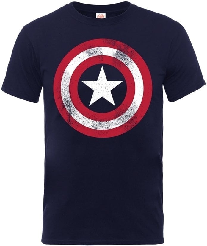 T-shirt Marvel Comics Captain America Distressed Shield Navy 2XL T-shirt
