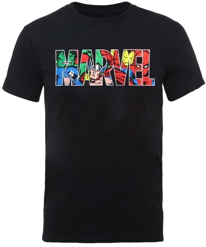 T-Shirt Marvel T-Shirt Comics Logo Character Infill Black 2XL