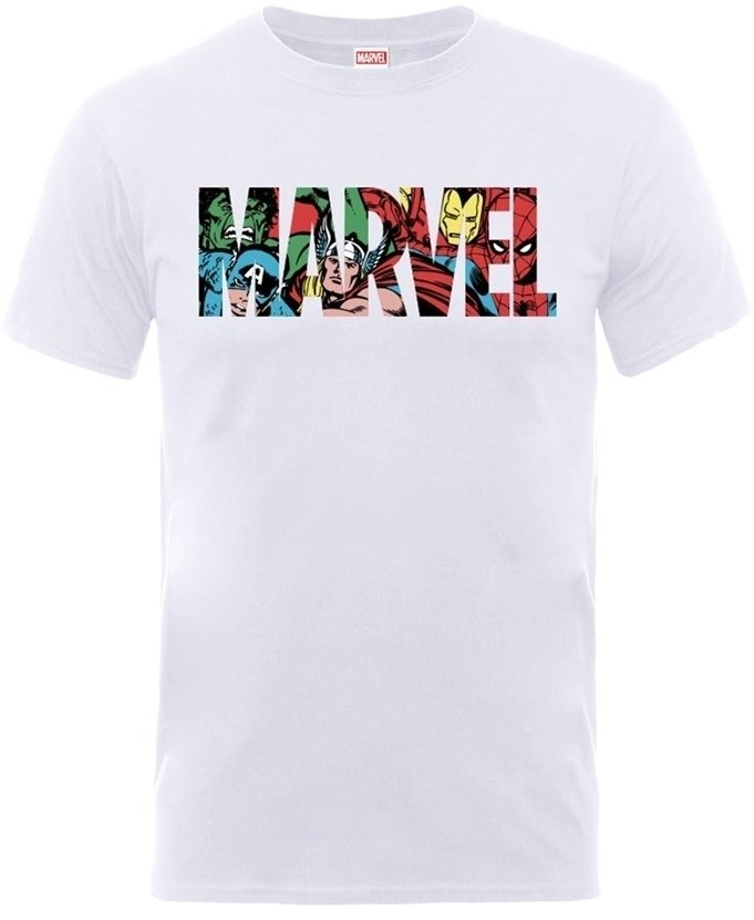 T-Shirt Marvel T-Shirt Comics Logo Character Infill White 2XL