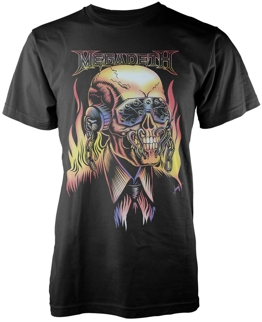 Shirt Megadeth Shirt Flaming Vic Heren Zwart XL