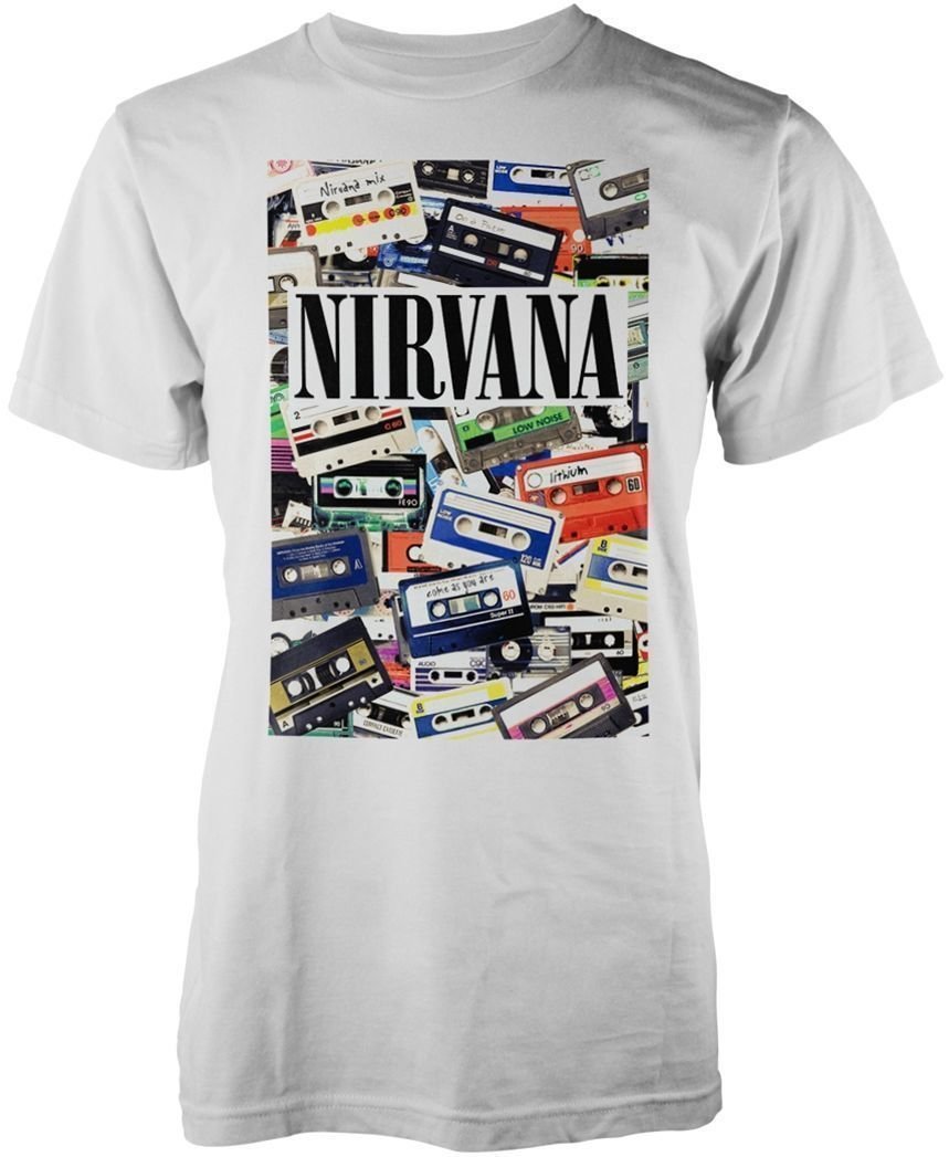 Camiseta de manga corta Nirvana Camiseta de manga corta Cassettes Hombre Blanco S