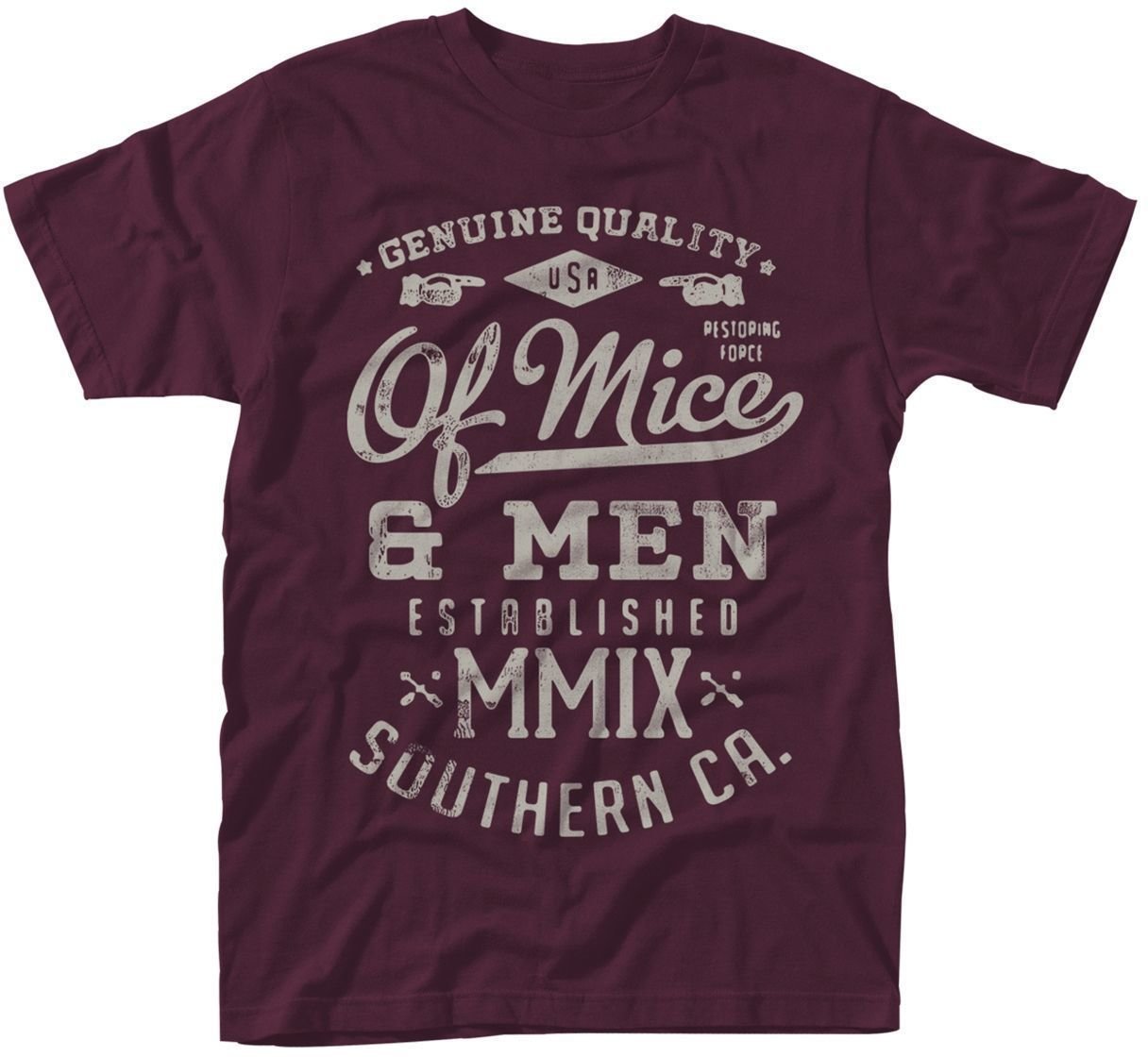 Skjorte Of Mice And Men Skjorte Genuine Mand Maroon M