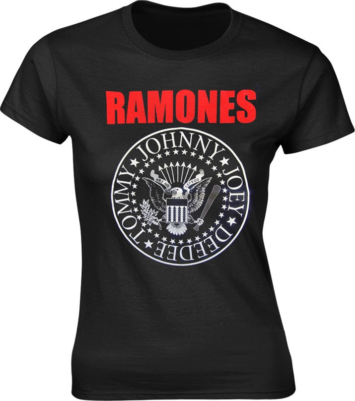 T-Shirt Ramones Red Text Seal Logo Black S T-Shirt