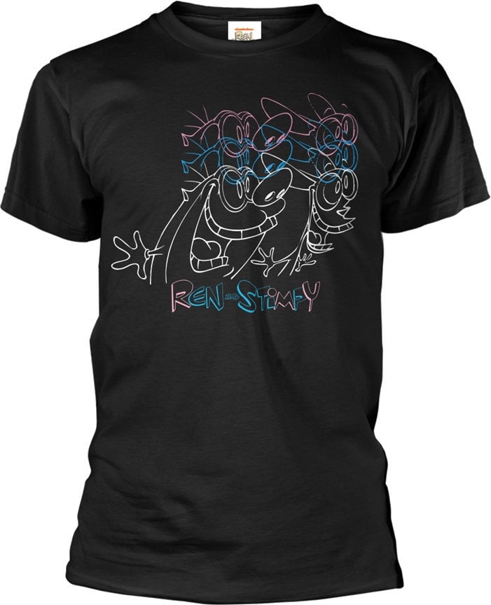 T-Shirt Ren And Stimpy T-Shirt Overlapped Male Black 2XL