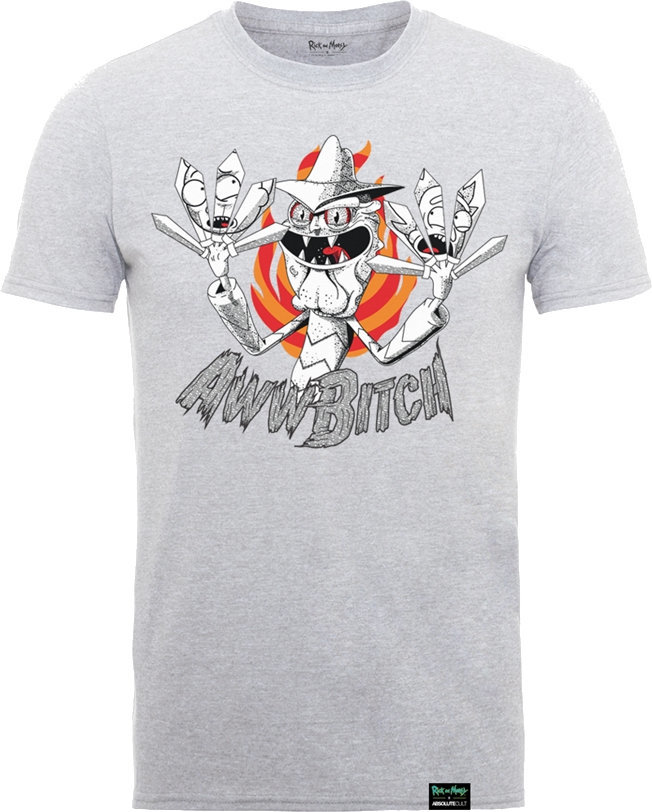 T-Shirt Rick And Morty X Absolute Cult Scary Terry Aww Bitch Heather Grey XL T-Shirt