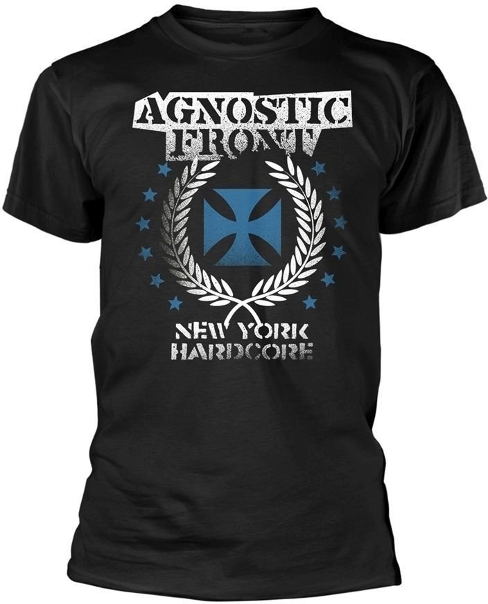 T-Shirt Agnostic Front T-Shirt Blue Iron Cross Male Black 2XL