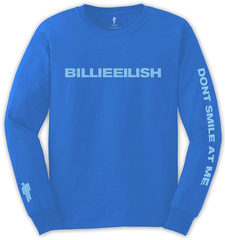 Maglietta Billie Eilish Maglietta Smile Unisex Blue 2XL