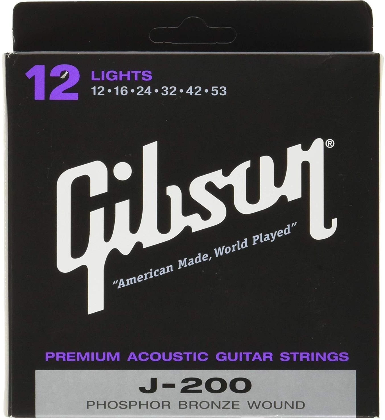 Cordes de guitares acoustiques Gibson J200 Phosphor Bronze 12-53