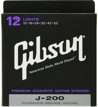 Cordes de guitares acoustiques Gibson J200 Phosphor Bronze 12-53 - 1