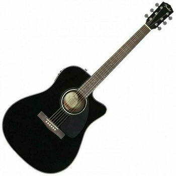 Dreadnought elektro-akoestische gitaar Fender CD-140SCE Black Satin - 1