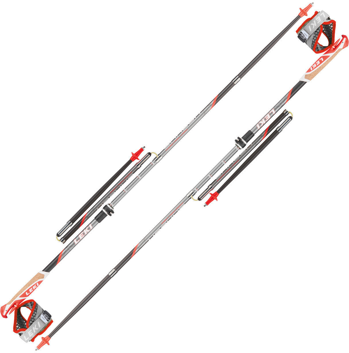 Nordic Walking Poles Leki Micro Trail Vario Light Anthracite/Black/Neon Red/White 100 - 120 cm
