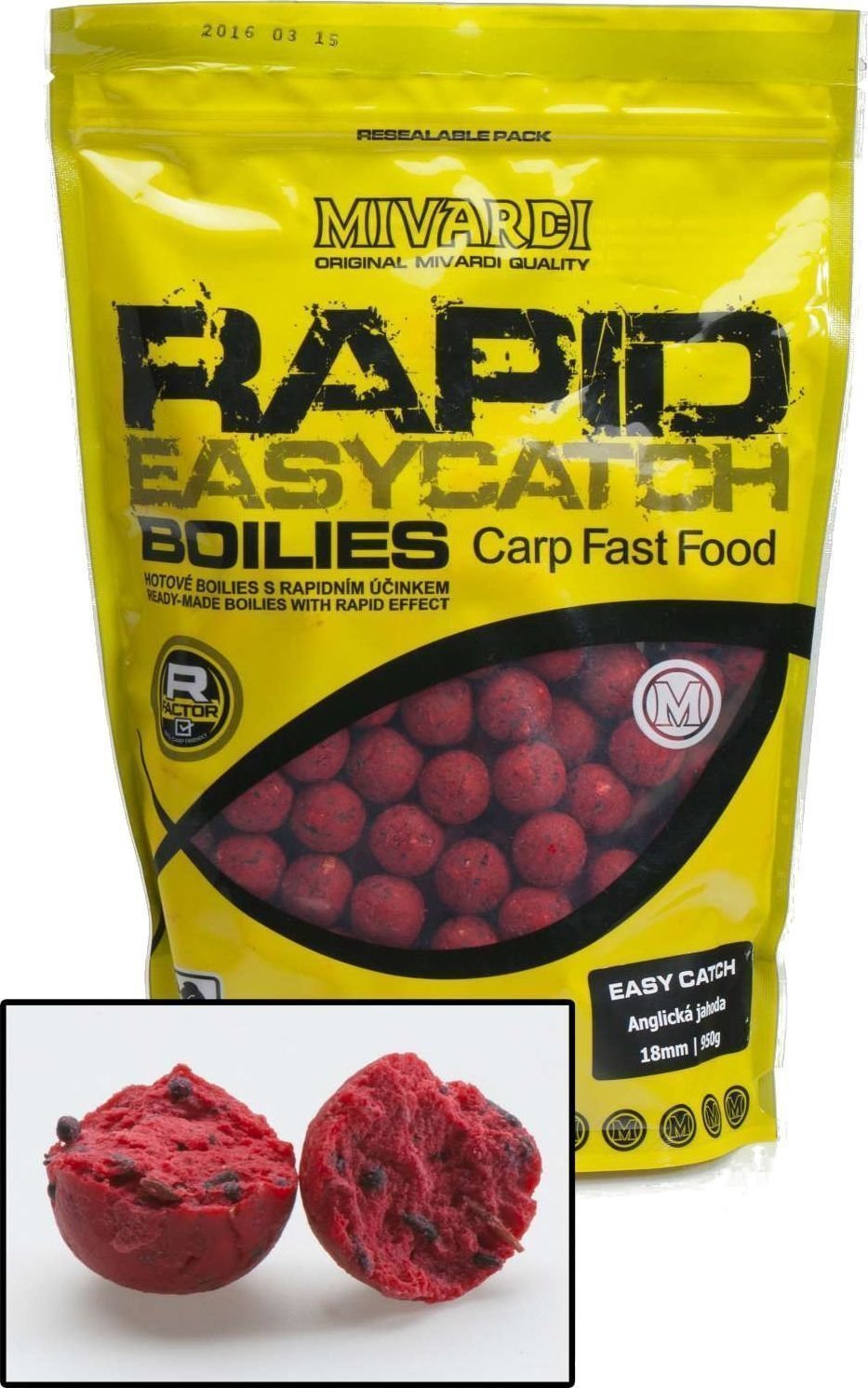 Boilies Mivardi Rapid Boilies Easy Catch 3300 g 20 mm English Strawberry Boilies