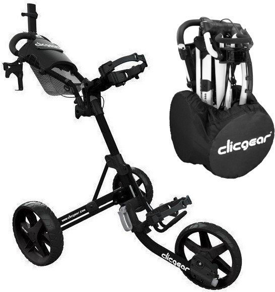 Manuálny golfový vozík Clicgear Model 4.0 SET Matt Black Manuálny golfový vozík