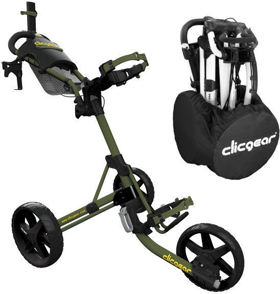 Manuálny golfový vozík Clicgear Model 4.0 SET Matt Army Green Manuálny golfový vozík