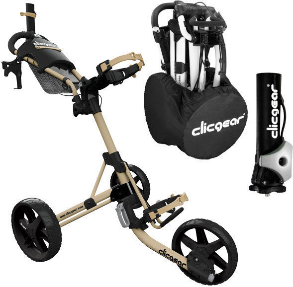 Manuálny golfový vozík Clicgear Model 4.0 Deluxe SET Matt Army Brown Manuálny golfový vozík