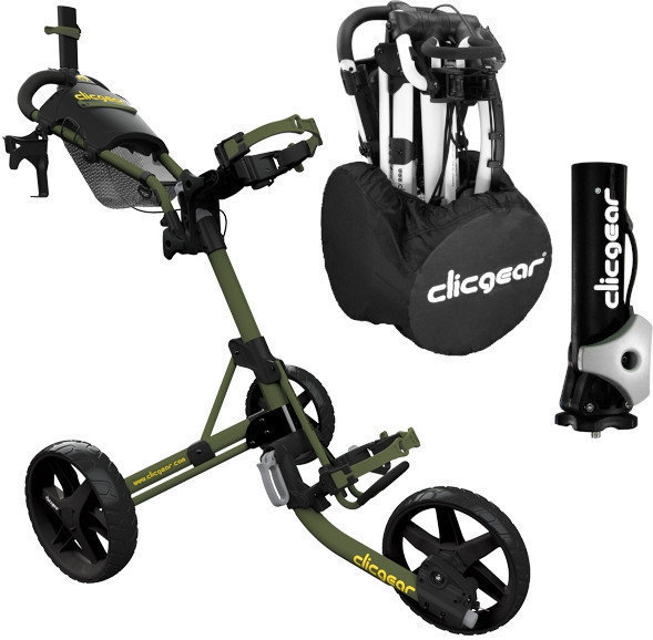 Manuální golfové vozíky Clicgear Model 4.0 Deluxe SET Matt Army Green Manuální golfové vozíky