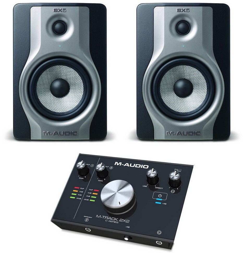 Monitor de studio activ cu 2 căi M-Audio 2x BX5 Carbon + M-Track 2x2 SET