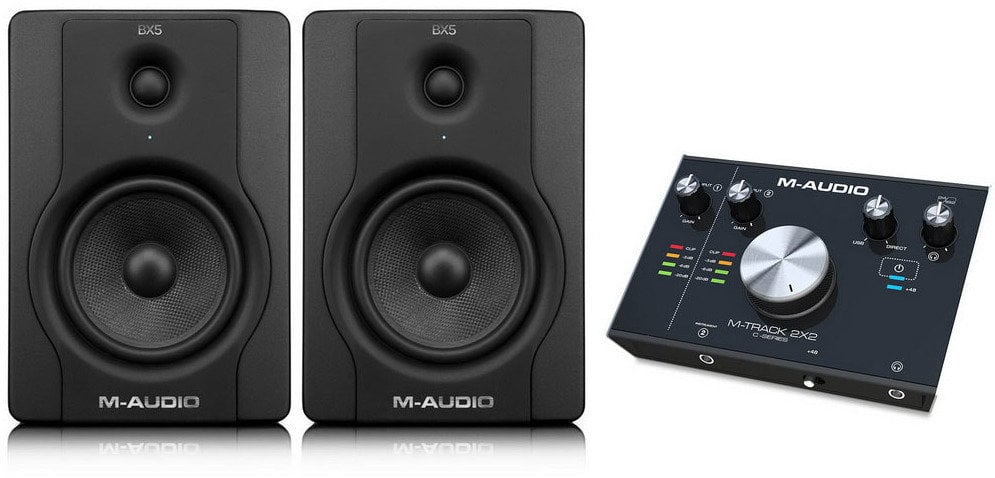 2-Way Active Studio Monitor M-Audio BX5 D2 Speakers + M-Track MKII SET