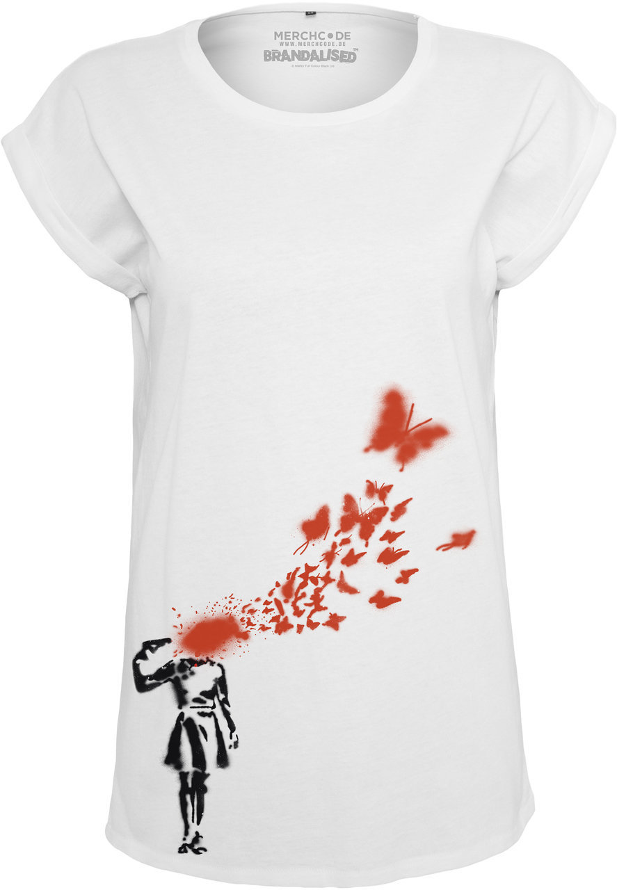 Marškinėliai Banksy Butterfly White XL Marškinėliai