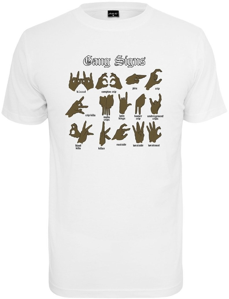 Tricou Mister Tee Tricou Gang Signs White XL