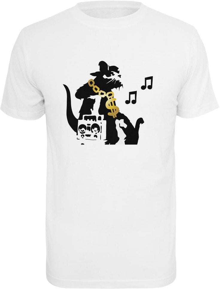 Camiseta de manga corta Banksy Camiseta de manga corta HipHop Rat Hombre Blanco XS
