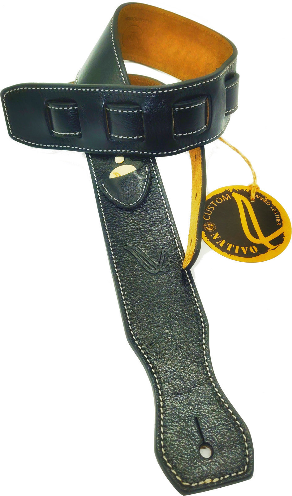 Leather guitar strap Wambooka Nativo Custom Leather guitar strap Black