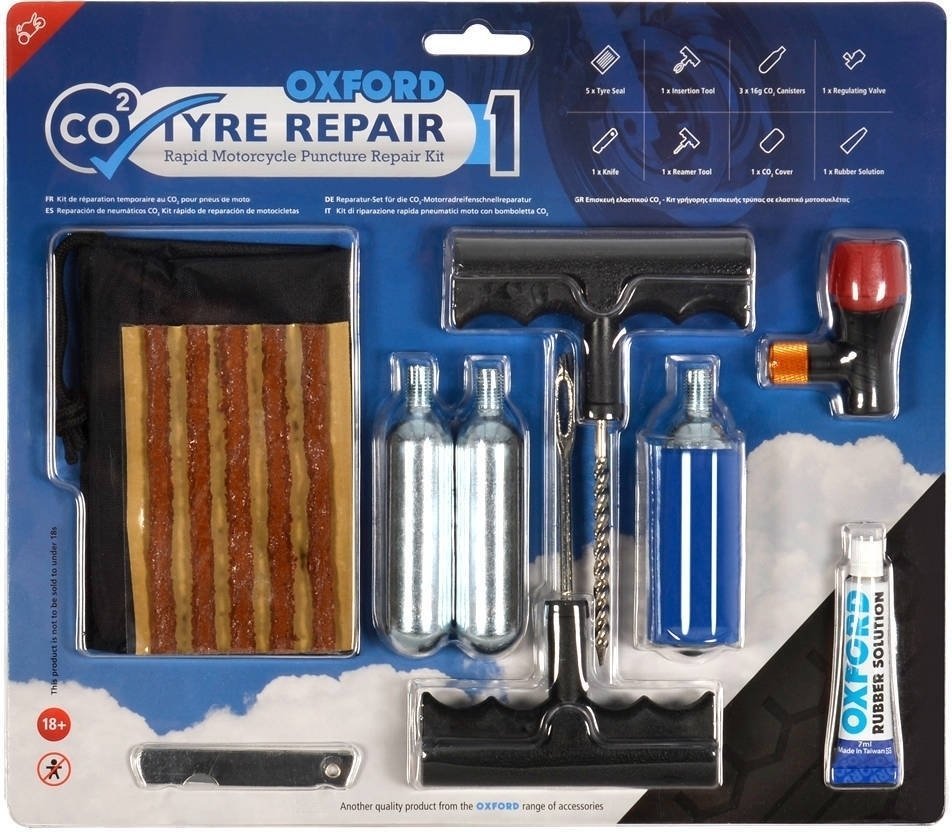 Set za popravilo za moto Oxford CO2 Tyre Repair Kit