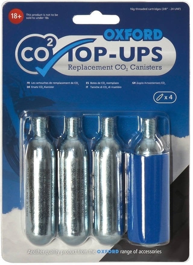 Kit de réparation moto Oxford Top-ups CO2 Cartridges 4 Pack Kit de réparation moto