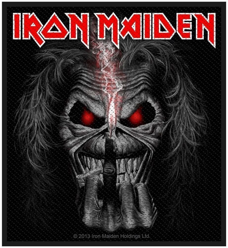 Patch, klistermärke, märke Iron Maiden Eddie Candle Finger Sy-på-lapp