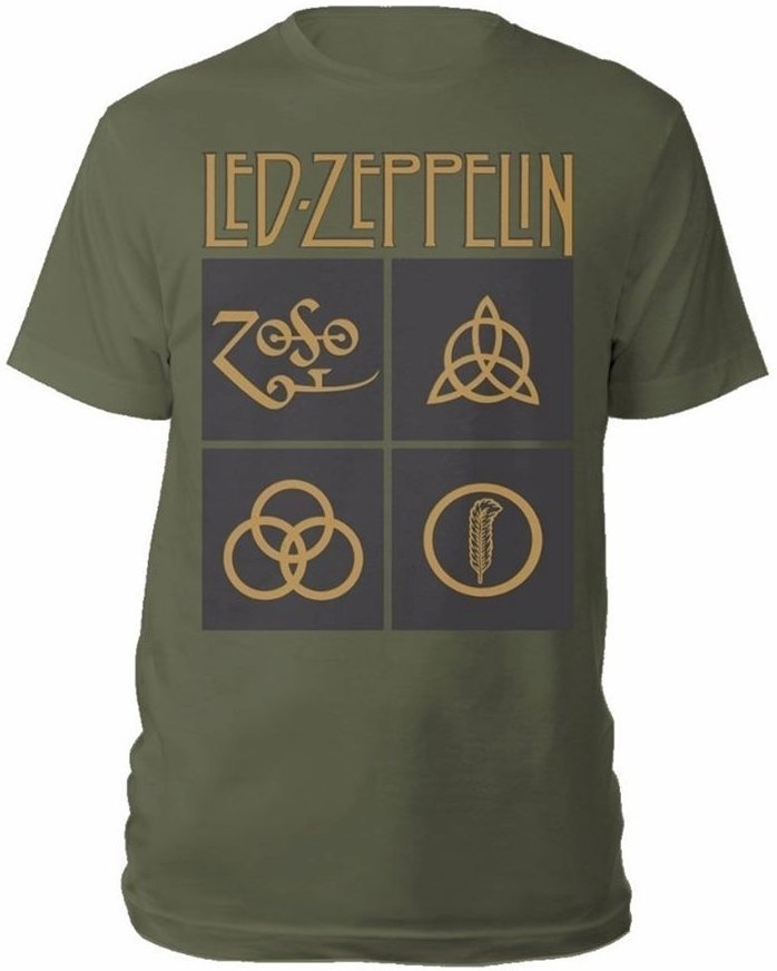 Shirt Led Zeppelin Shirt Symbols & Squares Green S