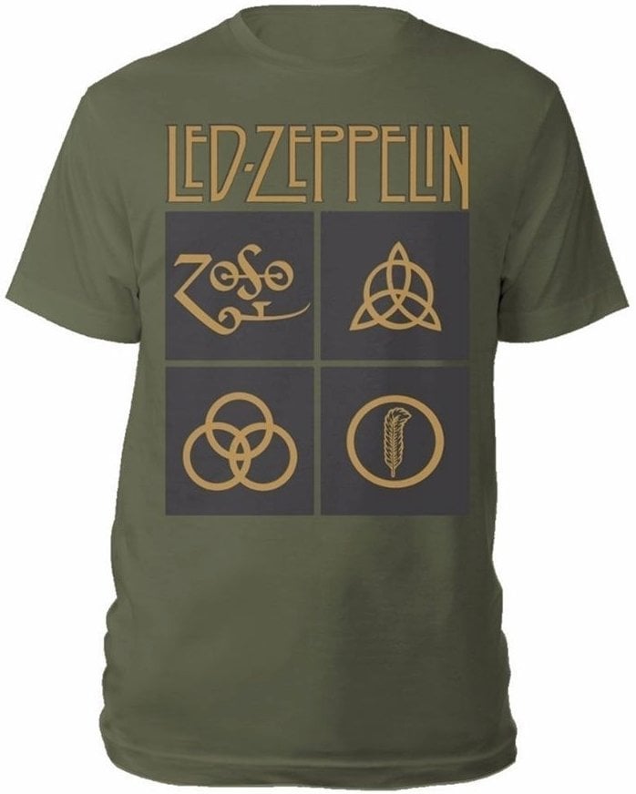 Skjorte Led Zeppelin Skjorte Symbols & Squares Green M