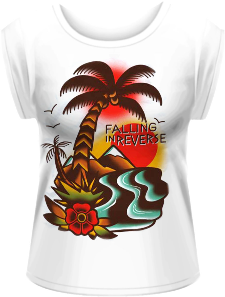 T-Shirt Falling in Reverse T-Shirt Island Weiß L