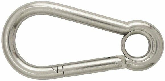 Boat Carbine Osculati Carabiner hook polished Stainless Steel with eye 4 mm - 1