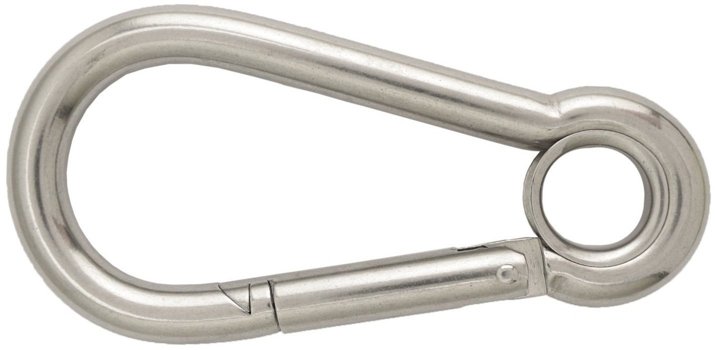 Karabini Osculati Carabiner hook polished Stainless Steel with eye 12 mm