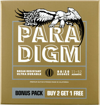 Snaren voor akoestische gitaar Ernie Ball Light 80/20 Bronze Paradigm 3 Pack - 1